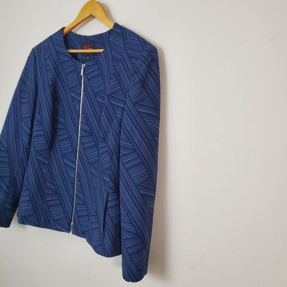 JM Studio by John Meyer Jacket 16 Blue Striped Full Zip Business Classic Modest - Picture 5 of 8